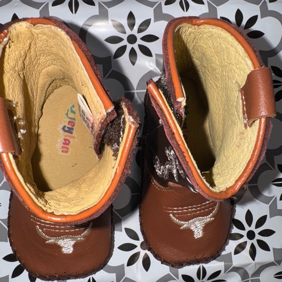 Meylan Baby unisex brown and tan leather western cowboy boots 6-9 months - Picture 14 of 15